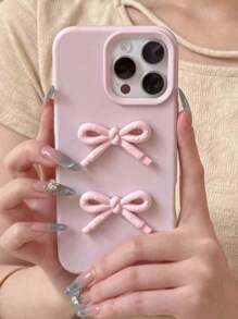 Étui de téléphone 3D à pois rose style Y2K Corée, compatible avec 16 15 14 13 12 11 Pro Max. Kawaii, antichoc, coque de protection pour l'arrière