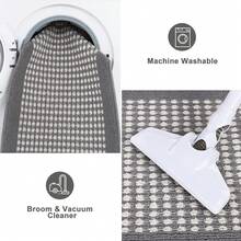 Kitchen Mat Sets 3 Piece Minimalist 3D Lattice Kitchen Floor Rugs With Non Slip Rubber Backing Machine Washable Farmhouse Runner Rugs For Laundry Hallway Doormat - 淺灰色 - 查看 7