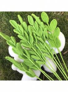 2pcs/6pcs/10pcs Handmade Artificial Woven Eucalyptus Leaves, Creative Crochet Woven Eucalyptus Leaves, Handwoven Leaves, Floral Bouquet Decor Leaves, Woven Leaves