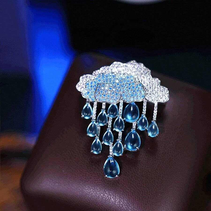 1 pièce Broche en forme de goutte de pluie, accessoire quotidien décontracté
