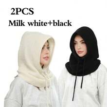 Soft Thick Knit Balaclava Hat Outdoor Cold-Proof Hood Scarf Neck Warmer Hat Elastic Ski Face Mask Windproof For Autumn/Winter