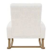 Poltrona a dondolo Teddy, poltrona per allattamento, poltrona per il tempo libero, poltrona a dondolo con schienale, poltrona da soggiorno, poltrona a dondolo per soggiorno, camera da letto, balcone, elegante poltrona relax per la vita moderna, bianca