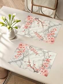 Juego de 1 pieza/4 piezas/6 piezas, Mantel individual de tela/lino de cocina, Mantel individual decorativo simple, Mantel individual con estampado de flores de ciruelo chino, Decoración de habitación para hotel, restaurante, fiesta festiva, Adecuado para decoración de vajilla del hogar durante todo el año