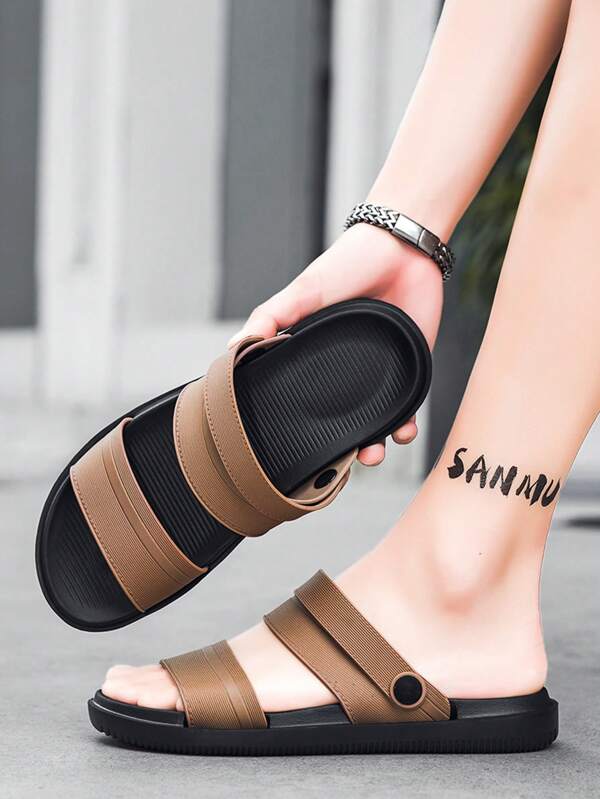 Sandalias cómodas de suela gruesa y elástica para hombres, zapatos de verano versátiles y de moda, chanclas reversibles