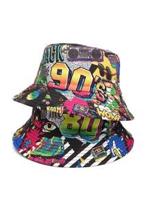 1pc Spring Summer Wide Brim Bucket Hat Women Men Korean Letter Embroidery Outdoor Sun Hats Double Side Wear Fisherman Panama Cap