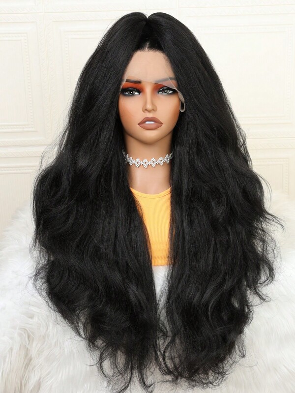 Double Texture Yaki Straight And Body Wave 28 Inch Long Synthetic Kinky Straight Wavy Style Synthetic Suitable For Daily Wear