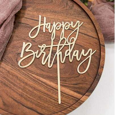 1pc/5pcs/10pcs Gold Happy Birthday Cake Topper - Gold Glitter Sign, Suitable For Anniversary Theme Party Cake Decorations