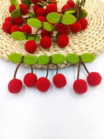 Paquete de 20 piezas/40 piezas Parches bordados multicolor con forma de cerezas rojas para decoración de ropa y manualidades