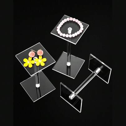 Acrylic Square Pedestal Display Stand, For Earrings Jewelry Display Stand, Necklace, Bracelet, Photography, Pop Figures Display