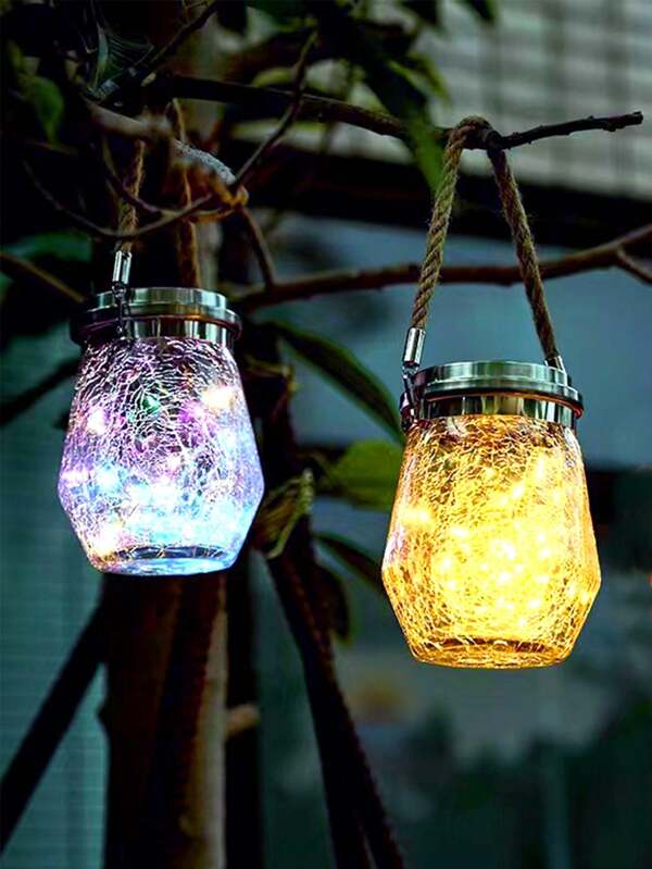 1 Peça Lâmpada Solar de Vidro Amarelo Rachado, Luz Decorativa para Área Externa, Lanterna de Decoração para Gramado, Jardim, Pátio, Luz Pendente para Árvore, Garrafa de Luz de Diamante, Presente Criativo para Família, Amigos e Entes Queridos, Luz Portátil, Luz de Parede, Luz Pendente para Árvore, Luz Decorativa, Carregamento Solar, Iluminação Automática Noturna