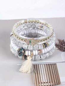 4 Stücke/Set Armband mit Augen- und Palm-Strass-Perlen-Quasten