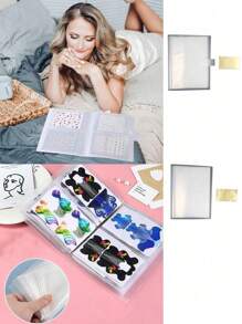 1-częściowy organizer na naklejki do zdobienia paznokci – duża pojemność, matowa, przezroczysta książka z kolorowym kwiatowym wzorem, idealna na naklejki i kalkomanie do paznokci, organizer na kosmetyki | Przezroczysty organizer na ozdoby do rąk