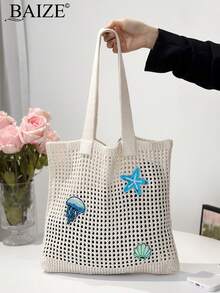 ENBEI 新款女式花朵复古假日风格手工编织肩带钩针大容量手提包女士针织镂空钩针大容量手提包，假日风格，适合婚礼、大学、生日、度假必备，完美搭配海滩配饰女士 - 彩色 - 查看 3