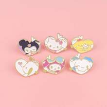 Sanrio 6pcs/Set Cute Enamel Pin Lapel Pins Badges On Backpack Women's Brooch Clothes Gift Jewelry Fashion Accessories