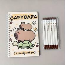 10 Stücke A5 Spiralgebundene Notizbücher mit süßem Capybara Muster - 50 Seiten dickes Papier Notizbuch, 10 Stücke Capybara Themen Stifte, Zitate und Tier Illustrationen, für Schule, Büro, Tagebuch, Geschenk, Schulmaterial | verspieltes Design | hochwertige Papiermaterialie, Schul Notizbuch Schulmaterial, Rückkehr zur Schule