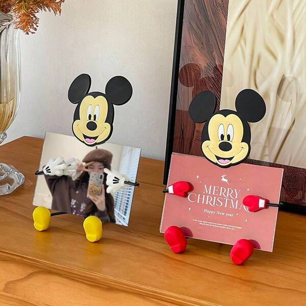 Disney 1pc Disney Authorized Cute Cartoon Mickey Mouse Hugging Mirror, Home Decor For Bedroom Vanity, Bedside Table Photo Frame, Decorative Item With Elevated Aesthetic
