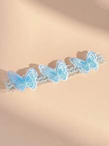 Women Bandana 3pcs1PCBlue Lace Butterfly Women's Headband, Elegant Lace Butterfly Headband, Wedding Party Headwear, Valentine's Day Hair Accessory Fashion Hair Accessories Classic Hair Bands