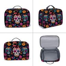 Skull Pattern Picnic Bag, Reusable Meal Bag Suitable For Adults, Girls, Boys, Portable Meal Bag For Work, Picnic, Play, Outdoor, Self-Drivingback To School School Stuff Bag For School Lunch Bag For Women Cooler Bag Picnic Accessories School Accessories