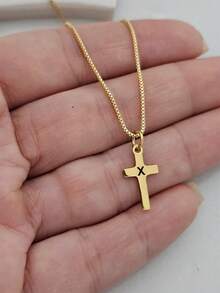 suteyi A-Z Initials Youth Gold Cross Necklace, Exquisite And Small, Suitable For Both Boys And Girls, Can Be Used As A Baptism Gift Or A General Cross Necklace. - Multicolor - View 8