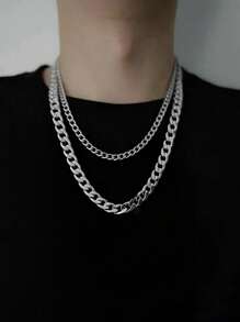 1 Piece Of 5mm/8mm/10mm Long 50cm Stainless Steel Minimalist Style NK Chain Men's Necklace Suitable For Daily Father's Day Beach Accessories Gifts