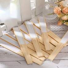 10/20/50pcs Personalized Engraved White Folding Hand Fans, Elegant Polyester Abanicos For Weddings, Bridal Showers, Birthdays, Christenings, No Electricity Needed, Multipurpose, Durable, Decorative, Reusable, Refined, Fashionable, High-Quality, Colorful, Modern, Customized, Personalized, Unique, Ideal Gift For Him/Her