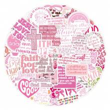51pcs Pink Bible Inspirational Quotes Graffiti Stickers, Wholesale For Luggage, Water Bottle, Car School Supplies, Back To School