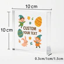 1pc Acrylic Ornaments Custom Happy Easter Acrylic Plaque, Personalized Clear Easter Decoration Block With Text, Easter Eggs Design, Spring Holiday Table Decor Gift