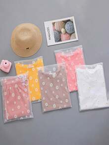 Bolsa de almacenamiento de ropa de PEVA, bolsa de almacenamiento de viaje con estampado de pequeñas margaritas, bolsa de clasificación de ropa transparente de PVC, bolsa de empaque impermeable con cremallera para ropa interior, caja de almacenamiento de ropa con patrón de pequeñas margaritas para el hogar, bolsas de almacenamiento transparentes y esmeriladas, bolsas de embalaje de envíos, para empacar camisetas, camisas, zapatos, documentos, bolsas de plástico con cierre hermético reutilizables, ahorro de espacio bolsas de almacenamiento de viaje