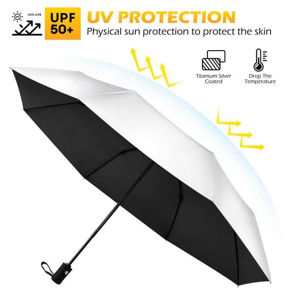 46inch UPF 50+ Sun Umbrella UV Protection UV Umbrella Parasol Umbrella For SunTravel Compact Umbrella For Rain Sun Waterproof And Wind Resistant Sun Blocking Umbrella Auto Open Close