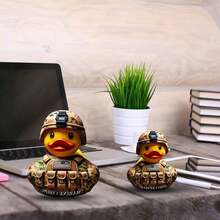 Armed Duck,Memorial Duck,Military Duck Resin Figurine,Uniform Armed Forces Resin Duck,Unique Military Rubber Duck Desktop Ornament Day Gifts,Hand-Painted Duck Toy - D - 查看 6