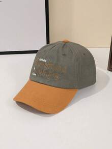 1 buah Topi Baseball Pria Model Colorblock Bordir Huruf, Model Soft Crown Kasual Vintage, Cocok untuk Perjalanan Sehari-hari dan Aktivitas Luar Ruangan - A - View 6