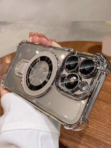 Magnetic Compatible With IPhone 16 15 Pro Max Holder Bracket Case Luxury Transparent Plating Airbag Shockproof Cover Compatible With IPhone 11 15 12 13 14 Pro Max 14 15 Plus S22 Ultra S23 Ultra S24 Ultra Compatible With IPhone 16 15 Pro Max Holder Bracket Case Luxury Transparent Plating Airbag Shockproof Cover For I… Waterproof Anti-Fall Scratch Resistant,International Version, Not The Domestic Version - Light Grey - View 2