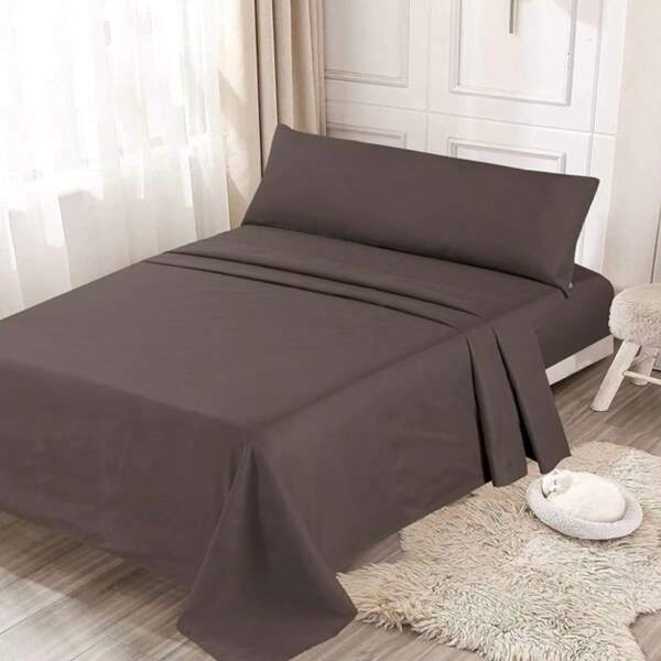 Conjunto de sábanas de color sólido de tres piezas, cómodo, suave y skin-friendly para un sueño tranquilo, disponible en múltiples tamaños.