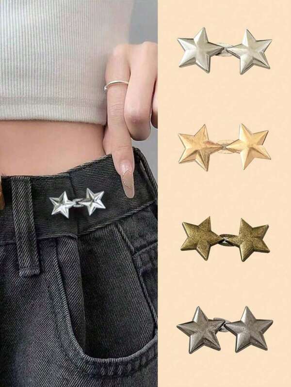 Star Shaped Detachable Waistband Button Buckle, Adjustable Waist Clip For Jeans Skirts Pants Street