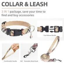 Adjustable Dog Harness Collar And Leash Set Step In No Pull Pet Harness Small Medium Dogs Puppy And Cats Outdoor Walking Running, Soft Mesh Padded Reflective Vest Harnesses, Beige XL - Camouflage - View 6