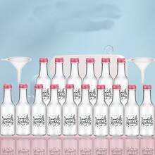 32pcs/1pc/5pcs Mini Petite Empty Transparent Body Plastic Wine Bottle Waterproof, With A Small Funnel For Easy Filling, Screw Cap Sealing Is Not Easy To Leak, Multiple Sizes To Choose From, Suitable For Weddings, Parties, Alcohol, Gin, Whisky, Spirits.