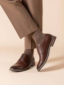 Men's Classic Business Style Modern Oxfords Father's Day Gifts - Cà phê nâu - Xem 6