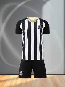 ODMYONO 2025新款男女足球/足球服套装，包括训练服、比赛服和短裤，透气、速干、吸湿排汗，采用高弹涤纶纤维制成，3D网眼拼接，专业球队训练和比赛服。 - 黑與白 - 查看 3