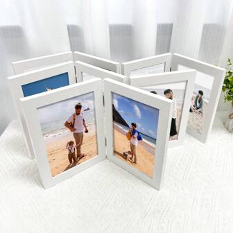 2pcs/3pcs/4pcs Elegant Minimalist Hinged Picture Frames, Black/White Frame, Displays 4x6", 5x7" Photos, Suitable For Family Group Photos, Travel Memories, Ideal For Valentine's Day, Graduation, Christmas And Other Important Festivals (Photo Paper Included Randomly)