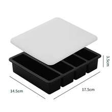 4 Cube Storage Box Food Sauce With Lid Silicone Freezer Tray Large Soup Tray Food Freezing - 黑色 帶蓋 - 查看 9