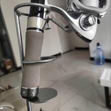 1 pieza Soporte de caña de pescar redondo y resistente, soporte vertical portátil para uso en tierra y mar, con base de doble bucle para pesca en playa y muelle