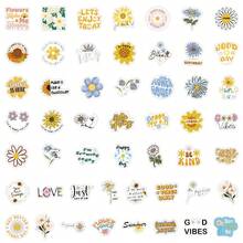 50 件花卉贴纸乙烯基美学贴纸剪贴簿、日记、保险杠、滑板、水瓶、卡通、安全帽、汽车贴纸和贴花 - 彩色 - 查看 3