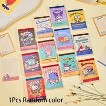 Sanrio 12 tipos de papel adhesivo con notas de libros de señal de orina de dibujos animados japoneses retro, con chicas lindas de dibujos animados, material de libreta, para la temporada de regreso a clases