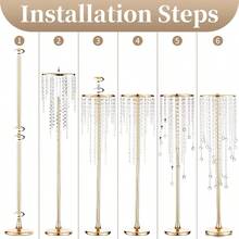 Gold Tall Vases For Wedding Centerpiece 29.5in Metal Flower Crystal Centerpieces Stand With Crystal Beads For Event Party Reception Center Piece Floral Arrangements - Gold - View 7