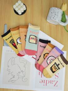 3Pairs/5Pairs Women Cartoon Graphic Printed Short Socks, Versatile & Fashionable For Spring, Summer, Fall