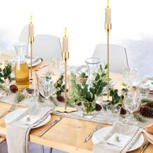 European-Style Electroplated Metal Candle Holder Set (3/6-Piece Combo) - Christmas Romantic Table Centerpiece For Candlelight Dinners, Wedding Decor & Elegant Home Ornament