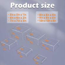 自助食品展示架，透明亚克力意大利面分配器，自助餐桌食品甜点展架，带空心底部的立方体嵌套展示柱 - 無色 - 查看 3