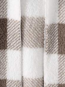 Young Girl/少女'长袖连帽格子长款开衫，秋冬休闲时尚