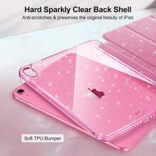 QYFintie Slim Case For IPad A16 11th Generation 11 Inch (2025) IPad 10th Generation 10.9 Inch (2022) Glittering Sparkly Shockproof Cover With Shiny Clear Back Shell Pencil Holder Pink6196