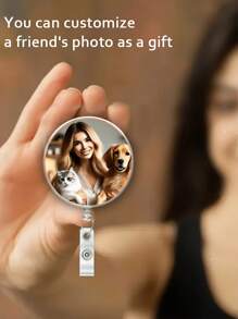 1/5/10Pcs Personalized Customized 2D Acrylic Photo Badge, Customized Photo, Corporate Logo, Hospital Logo, Suitable For Office Staff, Nurses, Doctors, Teachers, And Students As Scalable Id Card Holders, Personalized Pet Cat/Dog Photo Badge, Customized Badge Scroll With Photo